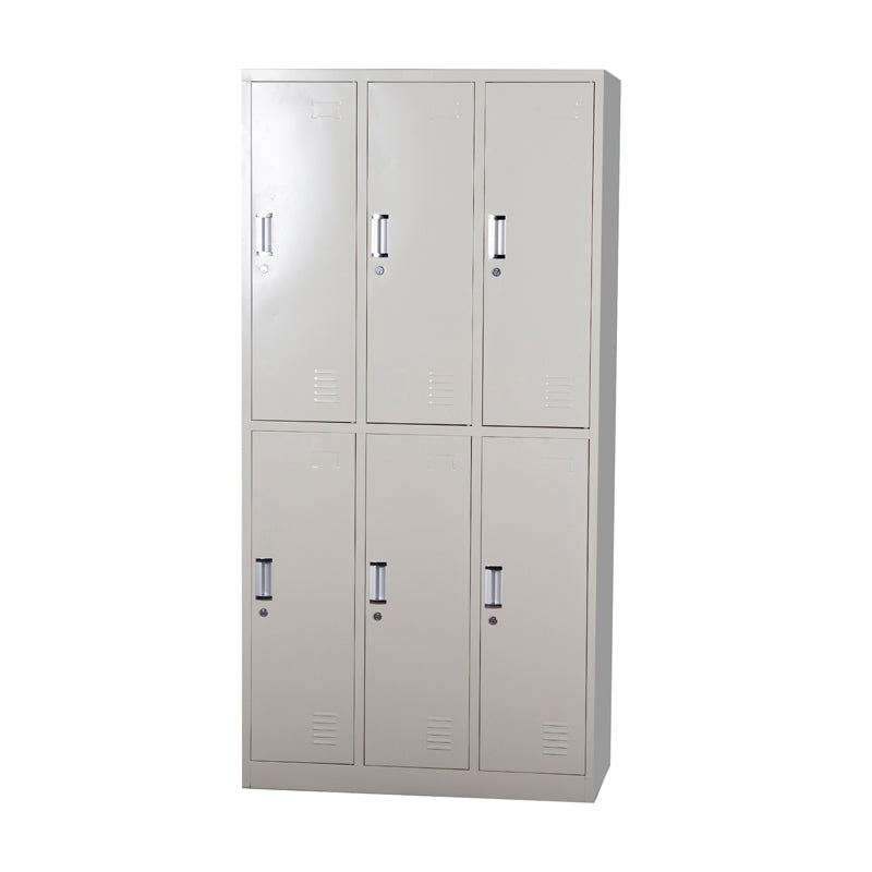 Competitive Price Metal Locker With 6 Doors White And Gray Metal Structure For Wardrobe