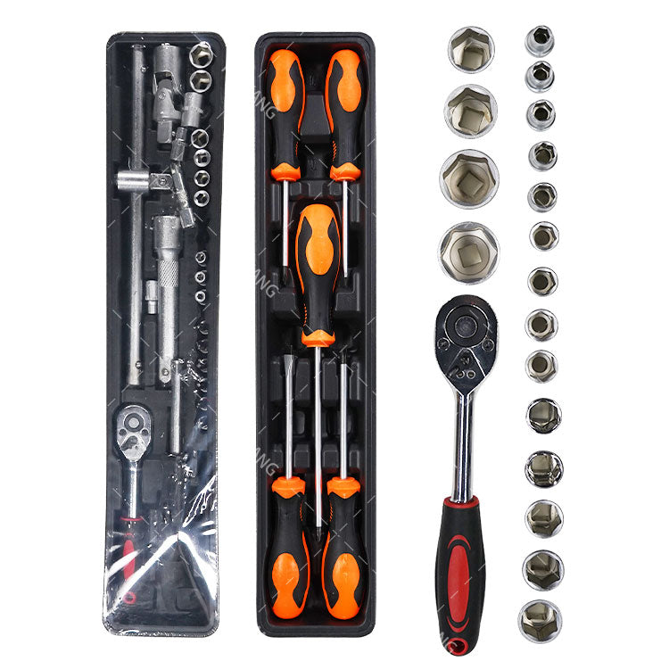 Car Repairing 85 pcs Hand Socket Security Household Auto Tools Wrench Socket Set Mechanical Metal Box Hand Tool Set box