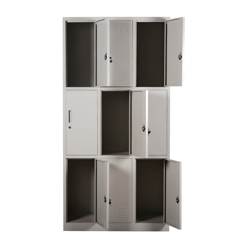 Office Furniture 9 Compartment Steel Locker Cabinet Wardrobe Staff Dormitory Cabinet