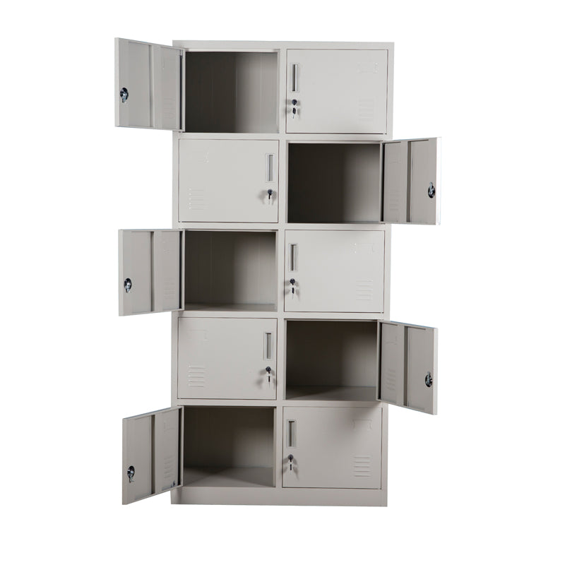 Office Furniture 10 Compartment Steel Locker Cabinet Wardrobe Staff Dormitory Cabinet