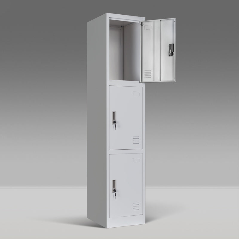 Single Locker Metal Wardrobe with 3 Doors Steel Cabinet Vertical Locker With Drawer