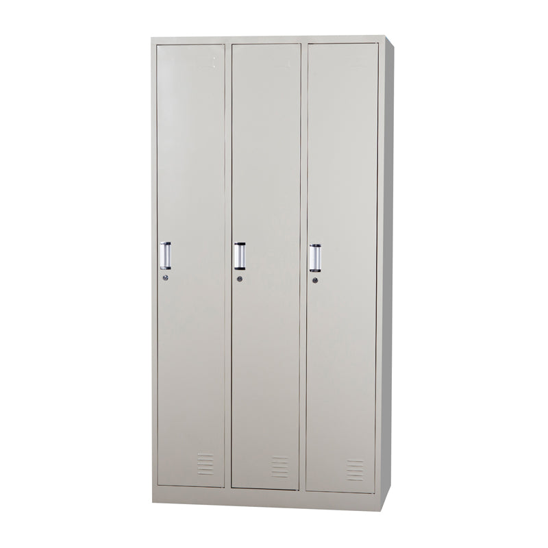 Cost-effective steel wardrobe metal three-door locker, high quality bedroom furniture cabinet metal cabinet