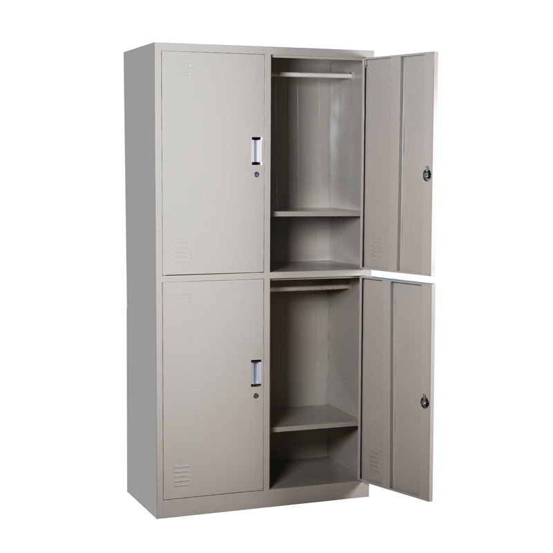 Cost-effective steel wardrobe metal four-door locker, high quality bedroom furniture cabinet metal cabinet