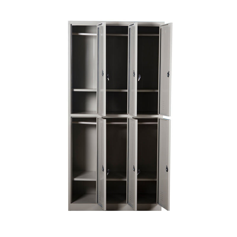 Competitive Price Metal Locker With 6 Doors White And Gray Metal Structure For Wardrobe