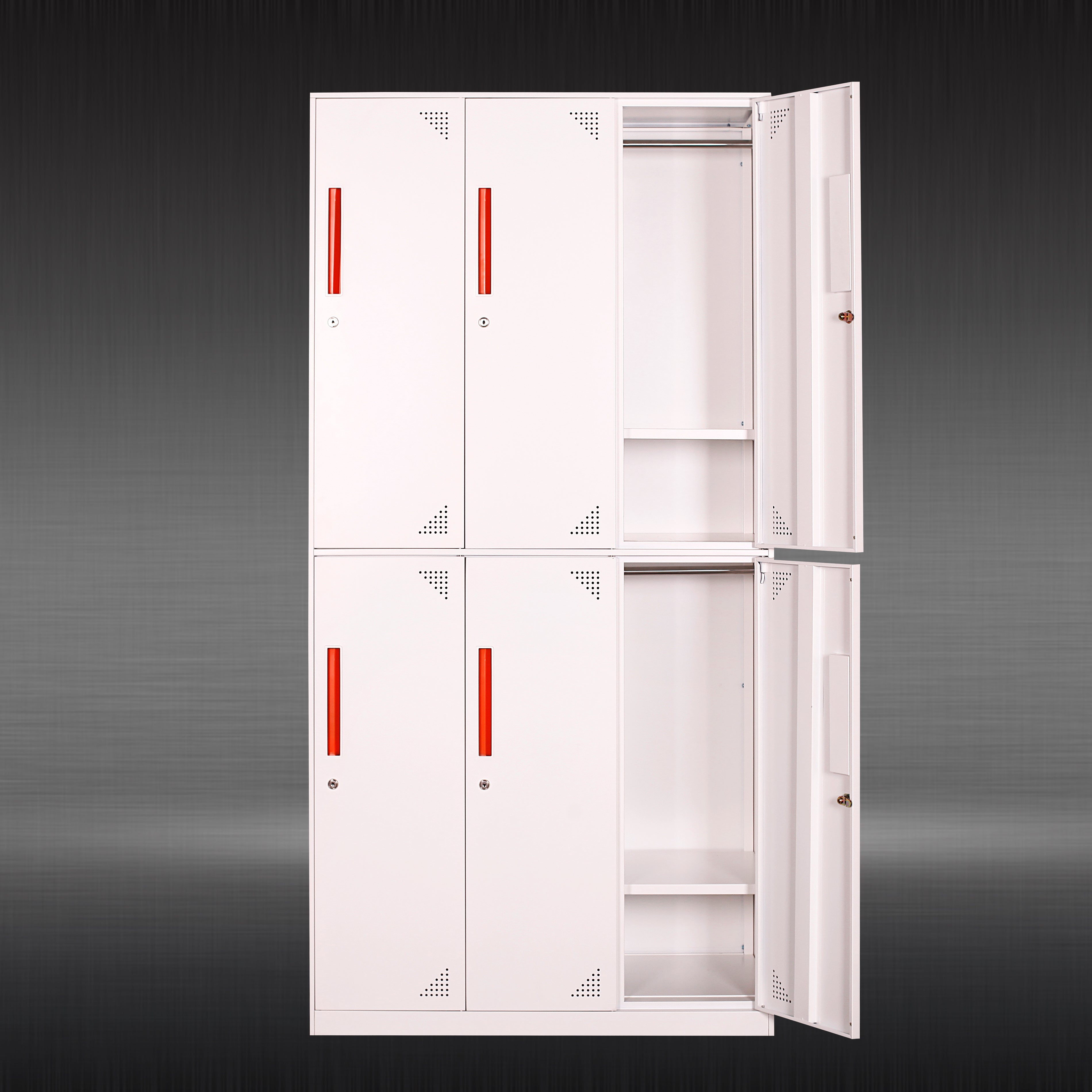 Competitive Price Metal Locker With 6 Doors White And Gray Metal Structure For Wardrobe