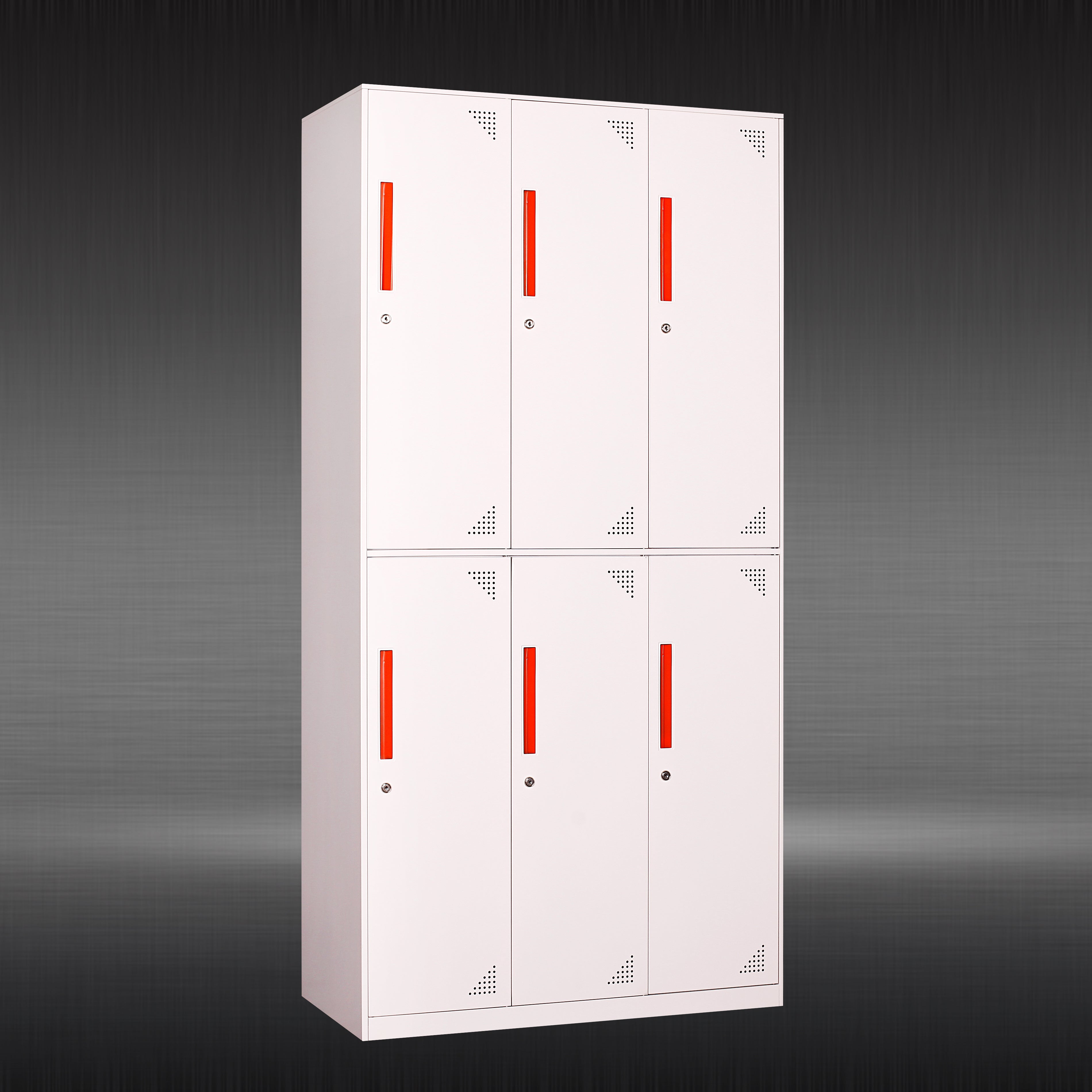 Competitive Price Metal Locker With 6 Doors White And Gray Metal Structure For Wardrobe