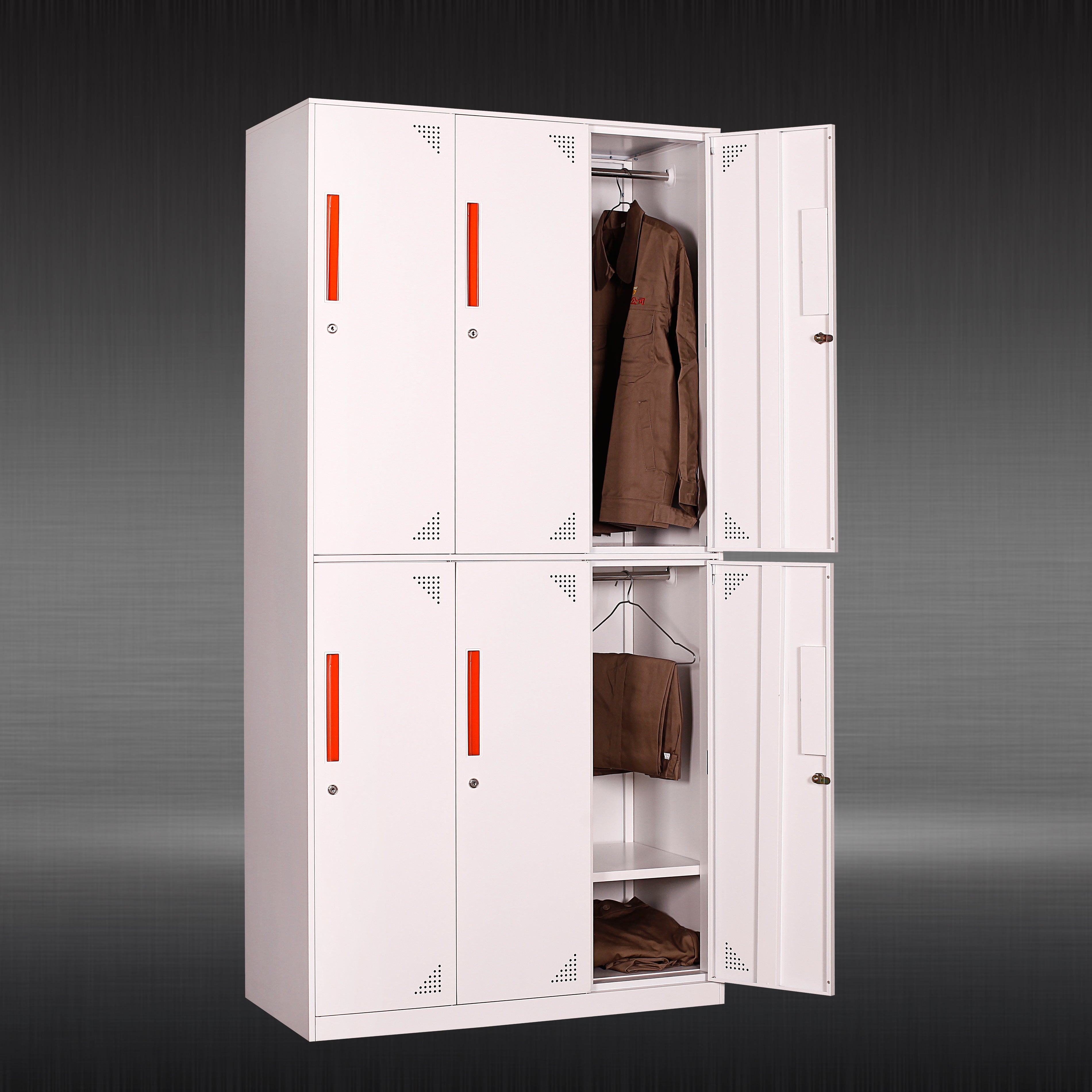 Competitive Price Metal Locker With 6 Doors White And Gray Metal Structure For Wardrobe